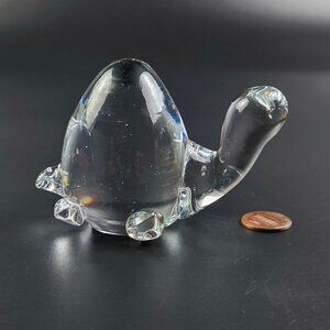 Vintage Art Glass Clear Turtle Figurine/ Paperweight - 3 3/4" Long